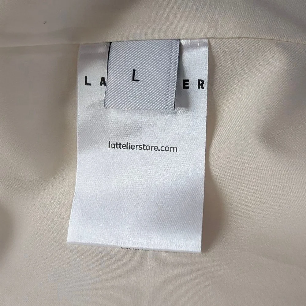 Lattelier Linen Cotton Blend Cream Blazer - Large